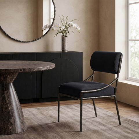 Jessa Black Chenille Fabric Upholstered Dining Side Chair, 2-Piece (Style 2)
