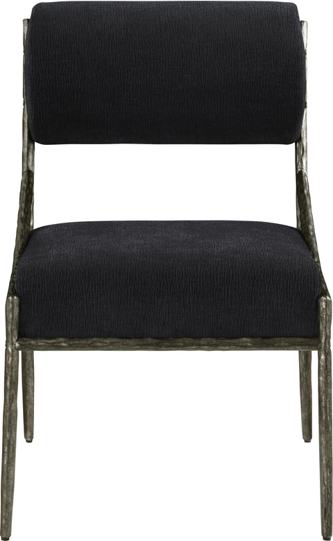 Jessa Black Chenille Fabric Upholstered Dining Side Chair, 2-Piece (Style 2)