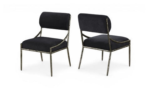 Jessa Black Chenille Fabric Upholstered Dining Side Chair, 2-Piece (Style 2)