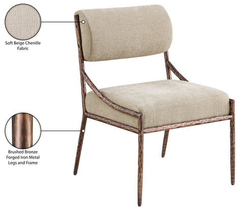 Jessa Beige Chenille Fabric Upholstered Dining Side Chair, 2-Piece (Style 3)