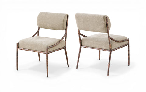 Jessa Beige Chenille Fabric Upholstered Dining Side Chair, 2-Piece (Style 3)