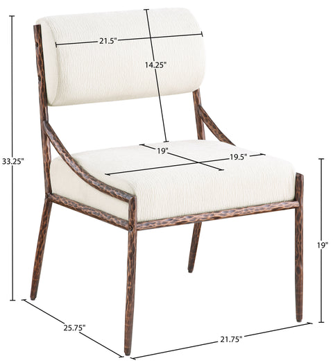 Jessa Cream Chenille Fabric Upholstered Dining Side Chair, 2-Piece (Style 3)