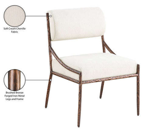 Jessa Cream Chenille Fabric Upholstered Dining Side Chair, 2-Piece (Style 3)