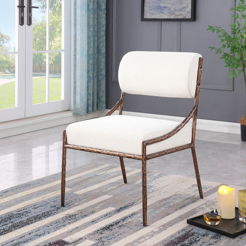 Jessa Cream Chenille Fabric Upholstered Dining Side Chair, 2-Piece (Style 3)