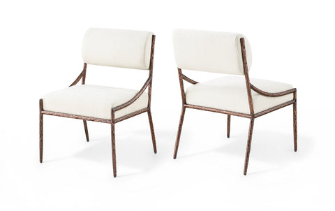 Jessa Cream Chenille Fabric Upholstered Dining Side Chair, 2-Piece (Style 3)