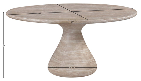 Celeste 60" Travertine Concrete Indoor / Outdoor Dining Table, 1 Piece