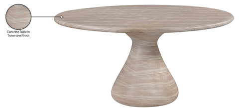 Celeste 60" Travertine Concrete Indoor / Outdoor Dining Table, 1 Piece