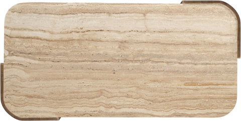 Nova Beige / Brown Genuine Marble And Oak Wood Coffee Table, 1 Piece