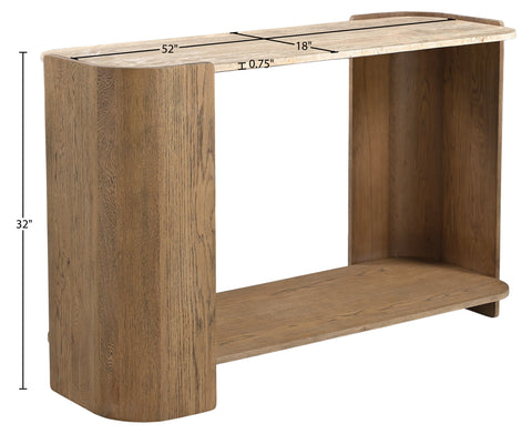Nova Beige / Brown Genuine Marble And Oak Wood Console Table, 1 Piece