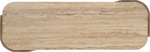 Nova Beige / Brown Genuine Marble And Oak Wood Console Table, 1 Piece
