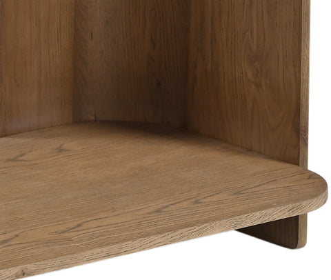 Nova Beige / Brown Genuine Marble And Oak Wood Console Table, 1 Piece