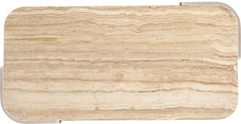 Nova Beige / Cream Genuine Marble And Oak Wood Coffee Table, 1 Piece