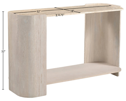 Nova Beige / Cream Genuine Marble And Oak Wood Console Table, 1 Piece