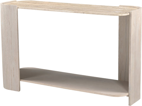 Nova Beige / Cream Genuine Marble And Oak Wood Console Table, 1 Piece
