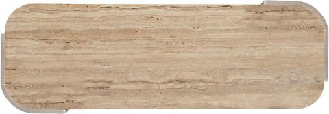 Nova Beige / Cream Genuine Marble And Oak Wood Console Table, 1 Piece