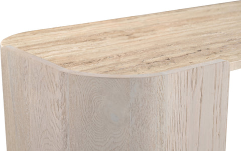 Nova Beige / Cream Genuine Marble And Oak Wood Console Table, 1 Piece