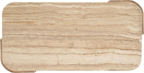 Nova Beige / Natural Genuine Marble And Oak Wood Coffee Table, 1 Piece