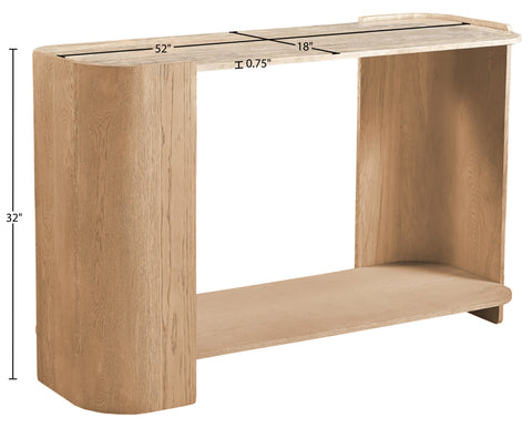 Nova Beige / Natural Genuine Marble And Oak Wood Console Table, 1 Piece