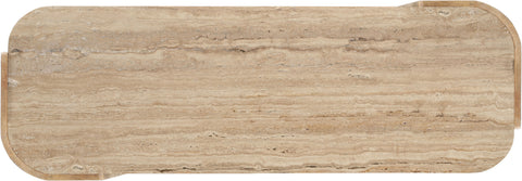 Nova Beige / Natural Genuine Marble And Oak Wood Console Table, 1 Piece