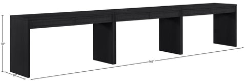 Yara Black Cane, Solid Wood And Oak Veneer Desk, 3-Piece