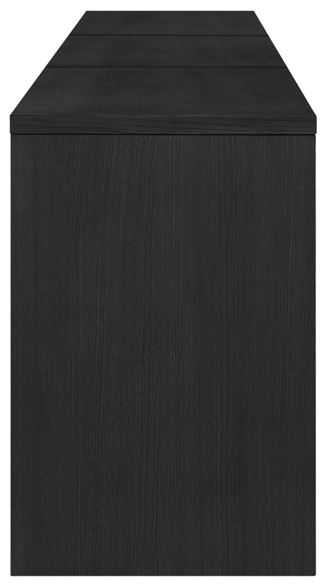 Yara Black Cane, Solid Wood And Oak Veneer Desk, 3-Piece