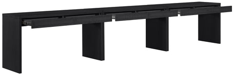 Yara Black Cane, Solid Wood And Oak Veneer Desk, 3-Piece