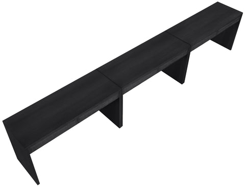 Yara Black Cane, Solid Wood And Oak Veneer Desk, 3-Piece