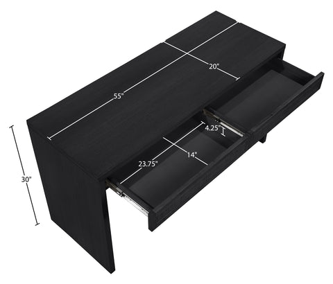 Yara Black Cane, Solid Wood And Oak Veneer Desk, 1 Piece