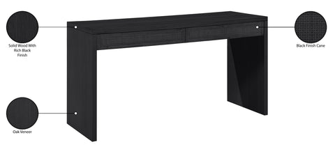 Yara Black Cane, Solid Wood And Oak Veneer Desk, 1 Piece