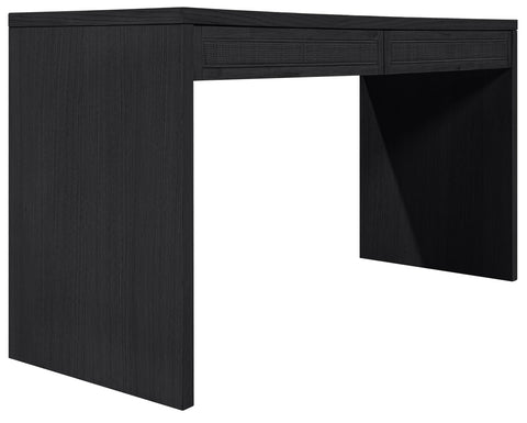 Yara Black Cane, Solid Wood And Oak Veneer Desk, 1 Piece