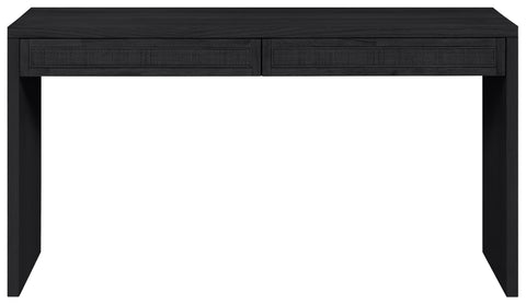 Yara Black Cane, Solid Wood And Oak Veneer Desk, 1 Piece