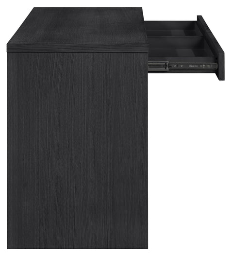 Yara Black Cane, Solid Wood And Oak Veneer Desk, 1 Piece