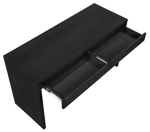Yara Black Cane, Solid Wood And Oak Veneer Desk, 1 Piece
