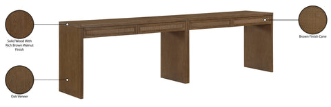 Yara Brown Cane, Solid Wood And Oak Veneer Desk, 2-Piece