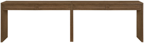 Yara Brown Cane, Solid Wood And Oak Veneer Desk, 2-Piece