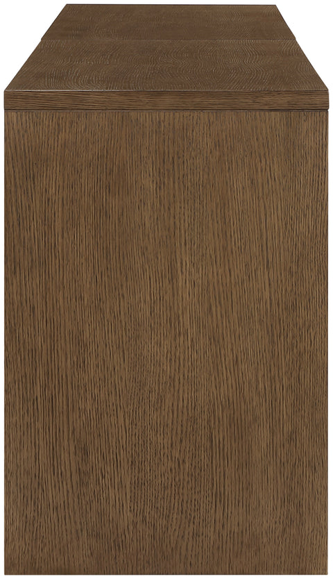 Yara Brown Cane, Solid Wood And Oak Veneer Desk, 2-Piece