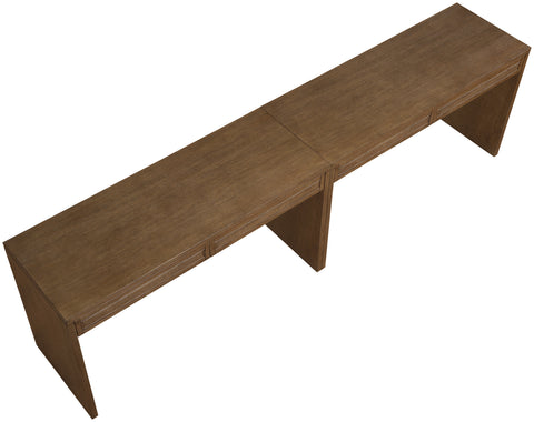 Yara Brown Cane, Solid Wood And Oak Veneer Desk, 2-Piece