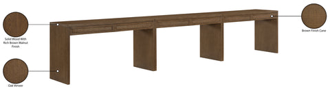 Yara Brown Cane, Solid Wood And Oak Veneer Desk, 3-Piece