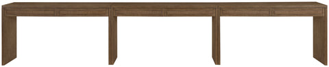 Yara Brown Cane, Solid Wood And Oak Veneer Desk, 3-Piece