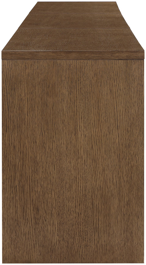 Yara Brown Cane, Solid Wood And Oak Veneer Desk, 3-Piece