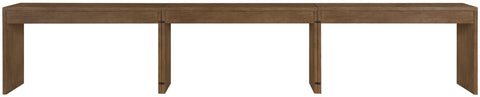 Yara Brown Cane, Solid Wood And Oak Veneer Desk, 3-Piece
