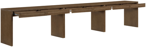 Yara Brown Cane, Solid Wood And Oak Veneer Desk, 3-Piece