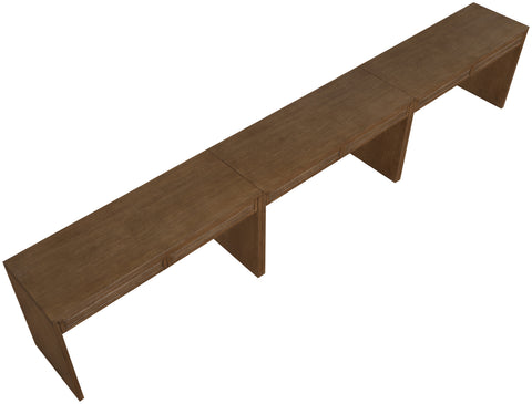 Yara Brown Cane, Solid Wood And Oak Veneer Desk, 3-Piece