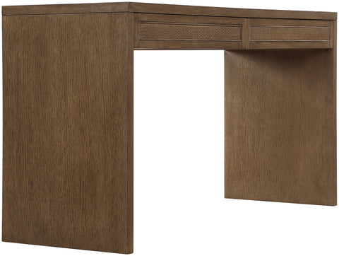 Yara Brown Cane, Solid Wood And Oak Veneer Desk, 1 Piece