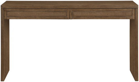 Yara Brown Cane, Solid Wood And Oak Veneer Desk, 1 Piece