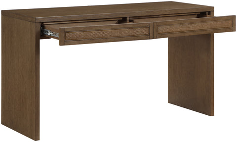 Yara Brown Cane, Solid Wood And Oak Veneer Desk, 1 Piece
