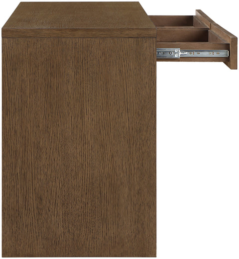 Yara Brown Cane, Solid Wood And Oak Veneer Desk, 1 Piece