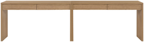 Yara Natural Cane, Solid Wood And Oak Veneer Desk, 2-Piece