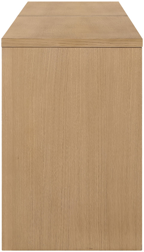 Yara Natural Cane, Solid Wood And Oak Veneer Desk, 2-Piece
