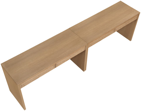 Yara Natural Cane, Solid Wood And Oak Veneer Desk, 2-Piece